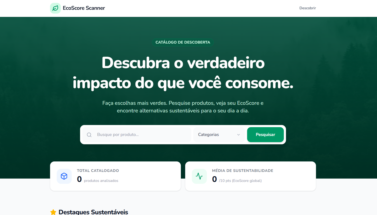 Screenshot do projeto EcoScore Scanner
