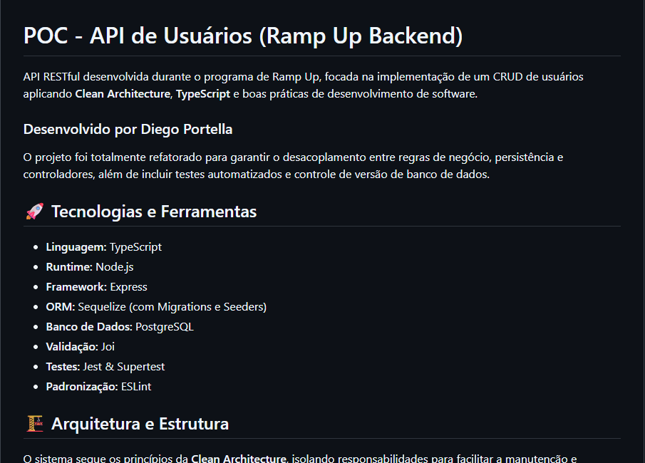 Screenshot do projeto API de Usuários - Clean Architecture
